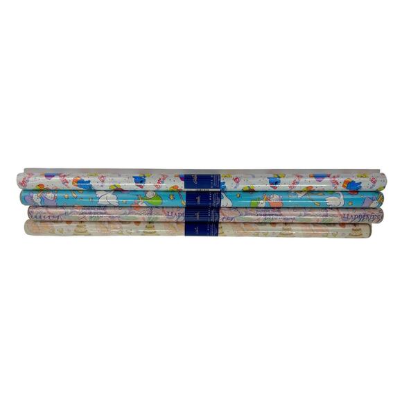 4 Vintage Gibson Wrapping Paper Gift Wrap Rolls 12.5 Sq Feet New Big Bird, Girls - Picture 1 of 5